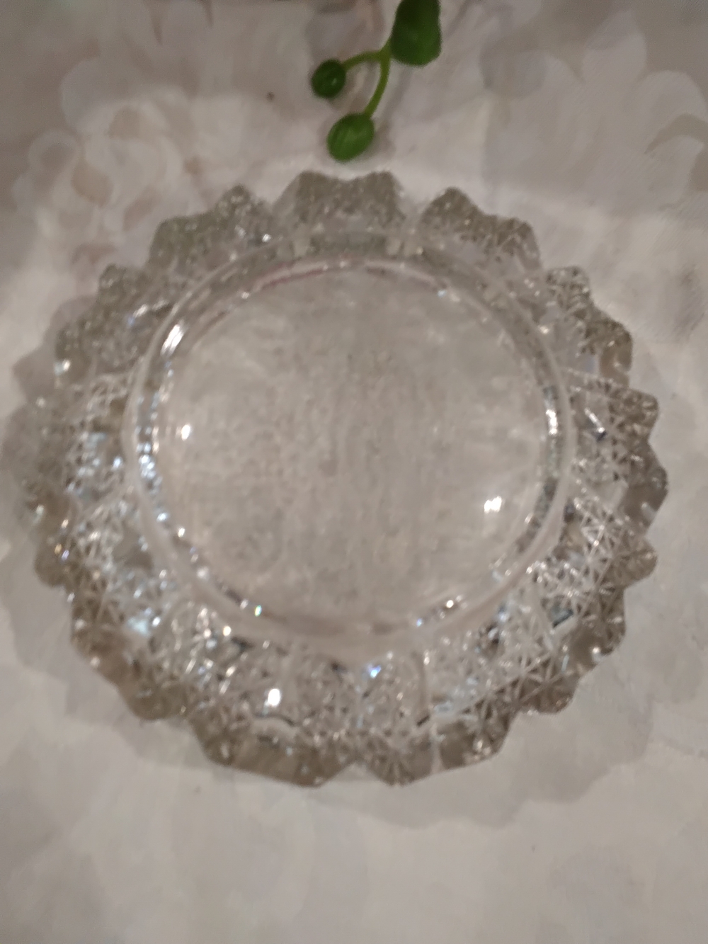 Clear Cut Glass Decorative Ashtray